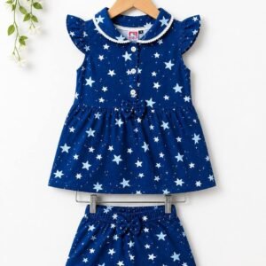 Star Print Baby Girl Summer Co-Ord Set – Navy Blue
